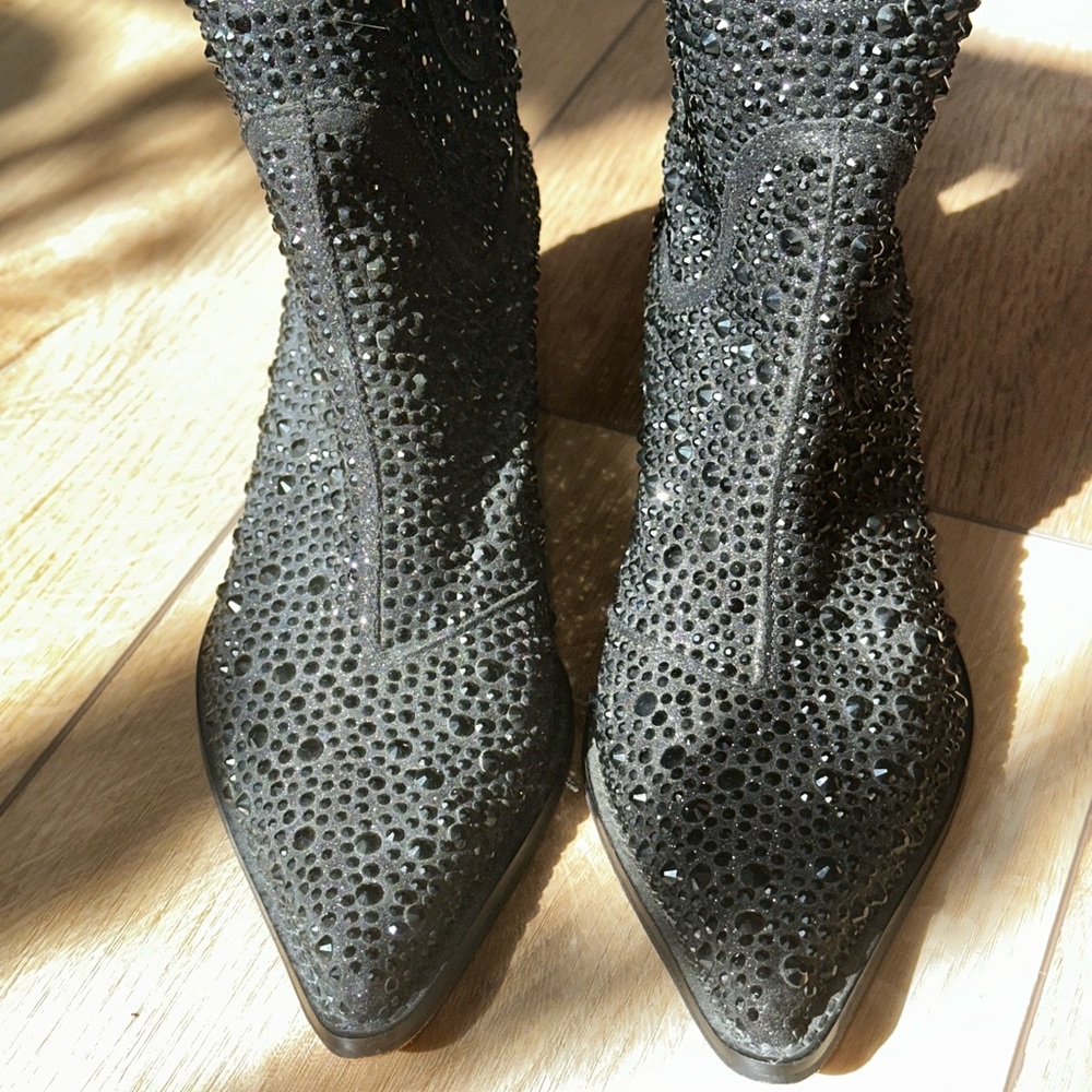 Jessica Simpson black rhinestone booties size 6 - Picture 3 of 12